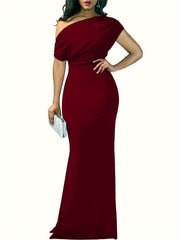 One Shoulder Mermaid Maxi Formal Dress