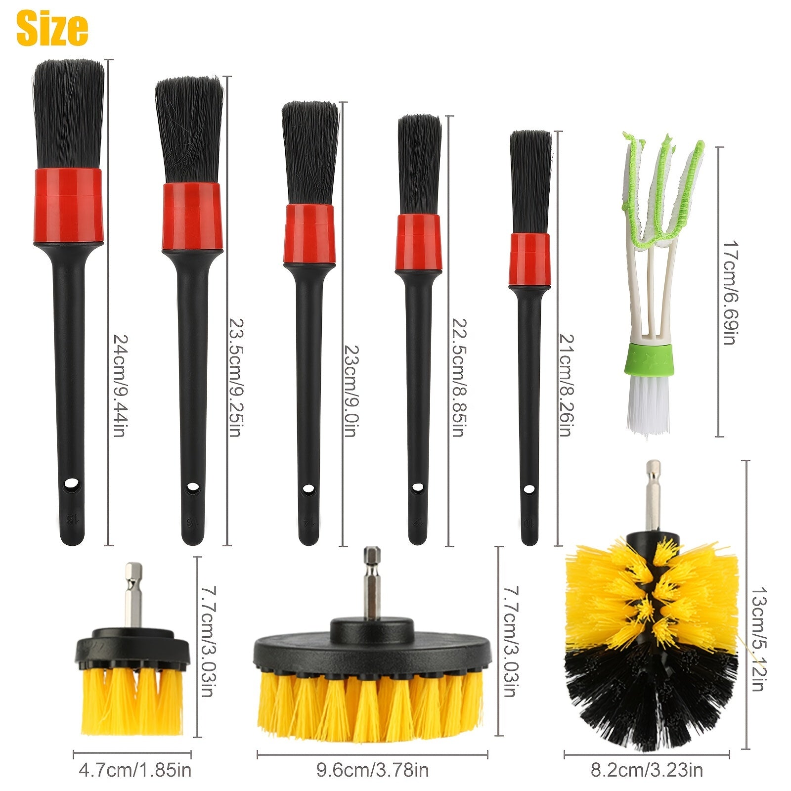 Car Air Outlet Gap Detail Brush Cleaning Brush Set 9pcs