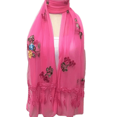 Lace Tassel Double Layer Gauze Scarf Embroidered Thin Shawl