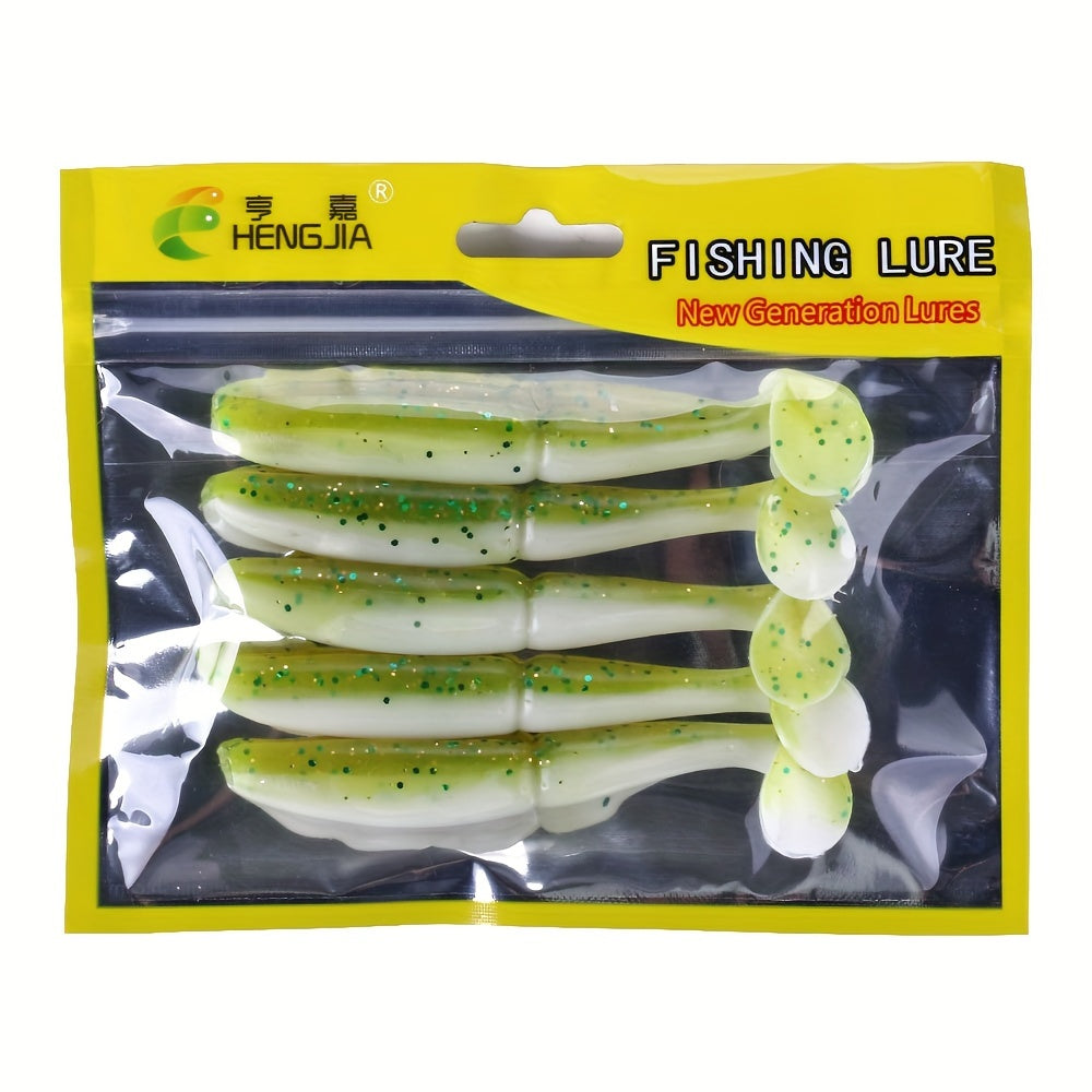 5pcs Dual T-tail Soft Lures Sea Fishing 3.93in 9.7g Fishing Tackle