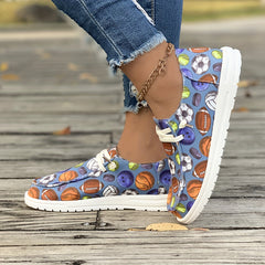 Women's Skate Shoes with Sports Patterns Flat Lace-up