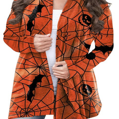 Halloween Cardigan Women's Pumpkin & Ghost Print