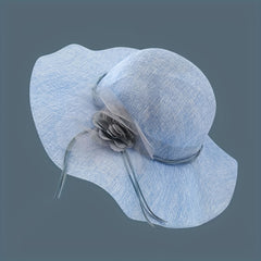 Floppy Mesh Breathable Sun Hat Flower Decor Solid Bucket Hat
