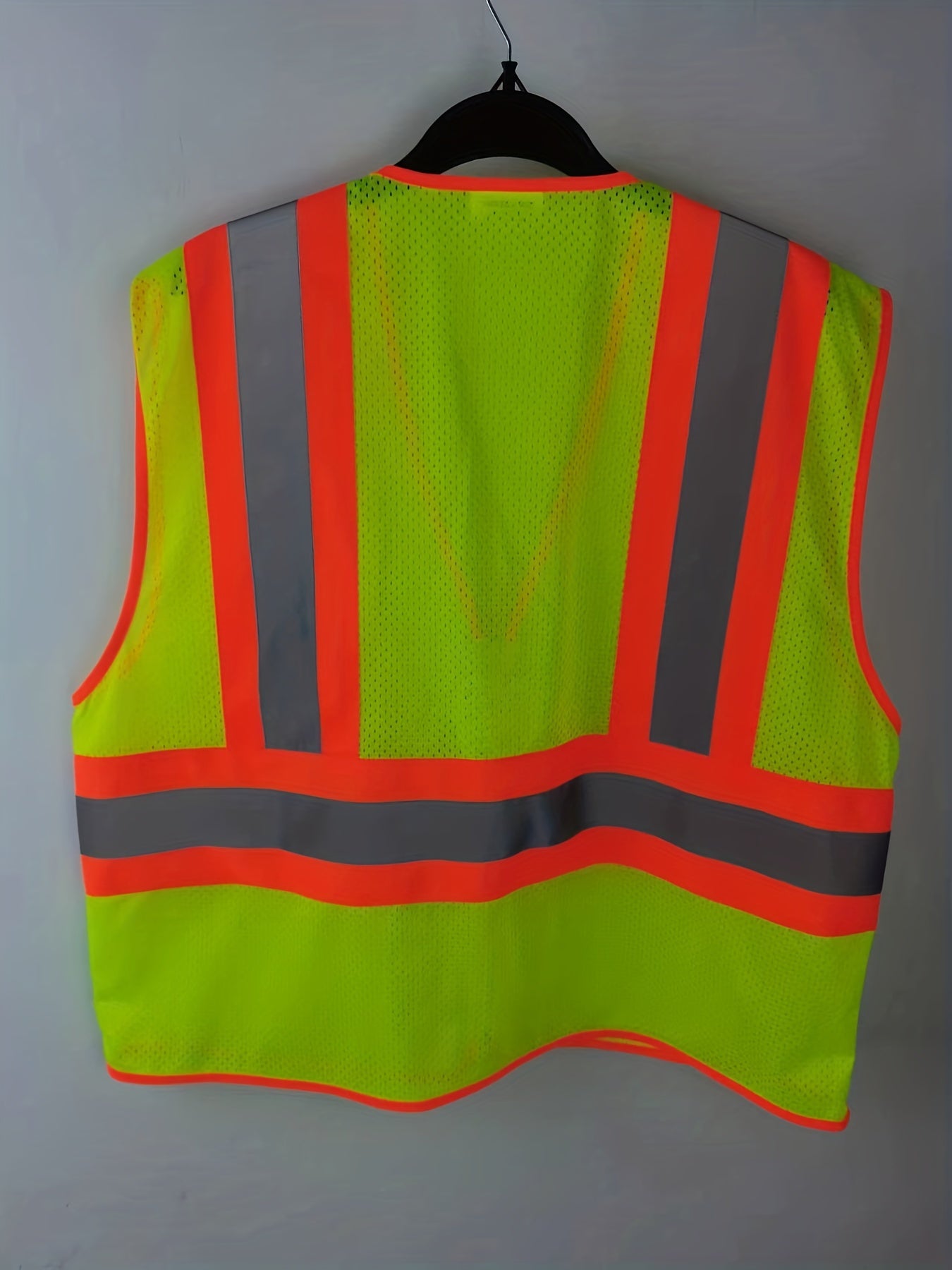 Men's Workwear Vest with Reflective Patchwork and Pockets
