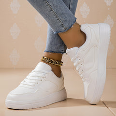 Solid Flat Sports Sneakers with Thick Bottom for Outdoor Activities