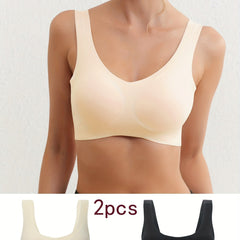 2pcs Seamless Wireless Bras Comfy & Soft Intimates Bra Women's Lingerie