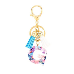 Resin English Letters Keychain Pendant With Tassel Bag Ornament Accessories