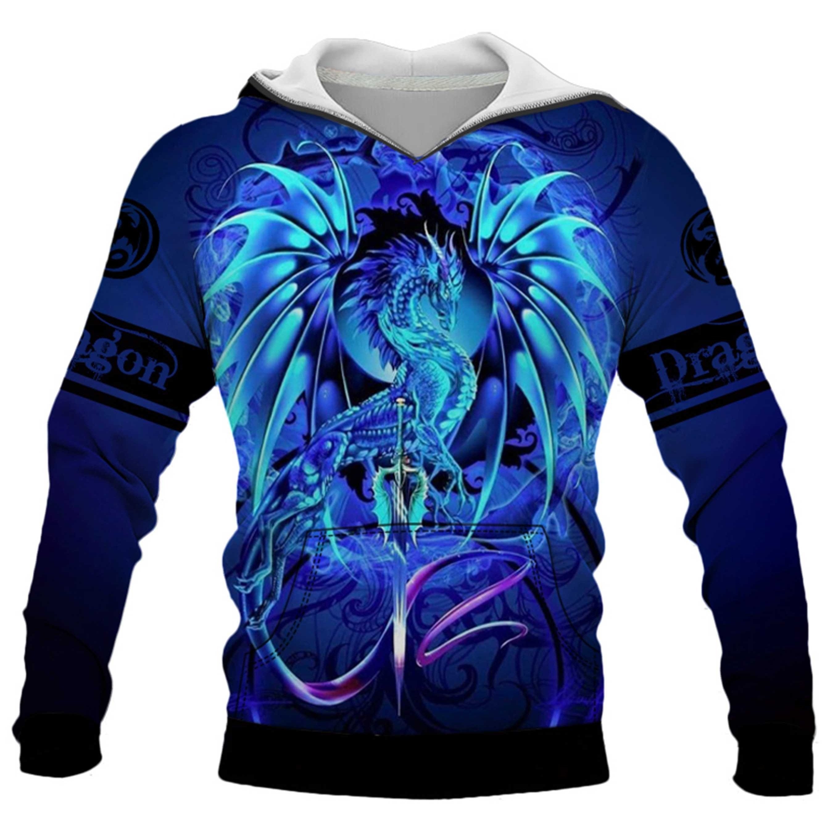 Dragon 3D Print Hoodie for Men Graphic Hooded Pullover