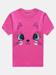 2pcs Toddler Girls Cat Graphic Pajamas Set