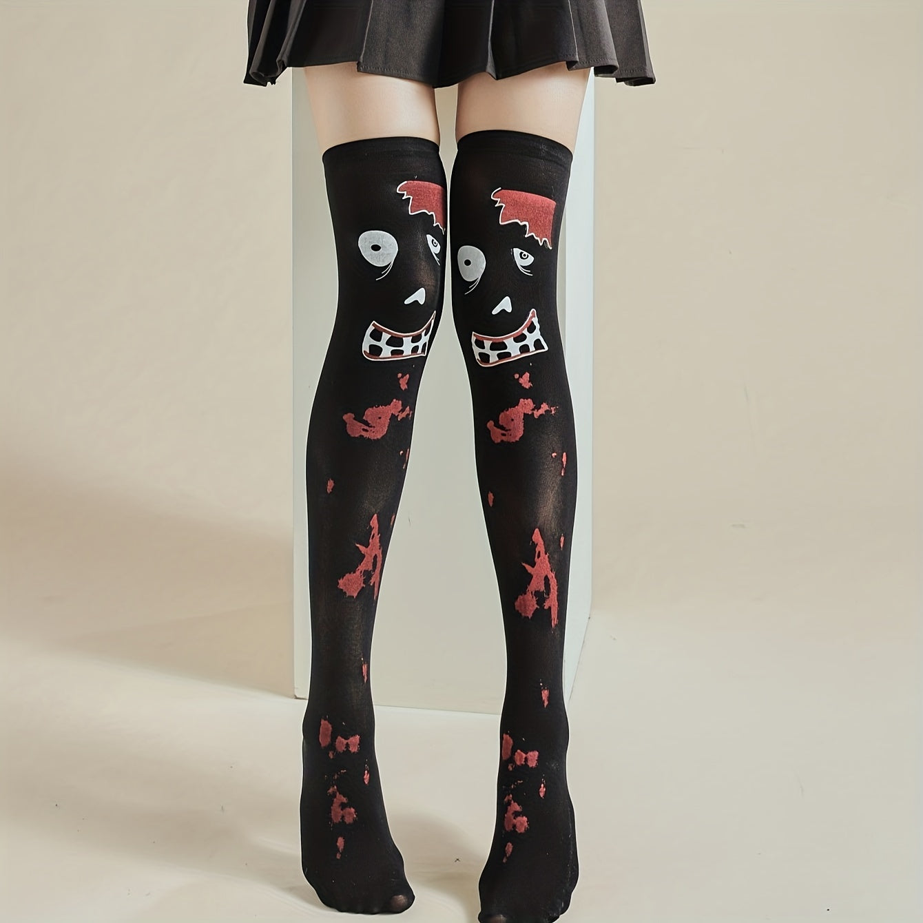 Bloody Print Thigh High Socks Halloween Cosplay Over The Knee Socks