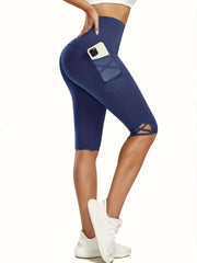 High Waist Tummy Control Mesh Pocket Bermuda Shorts