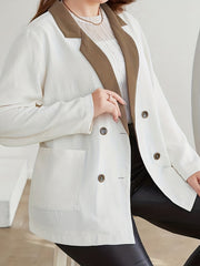 Colorblock Waffle Lapel Collar Blazer
