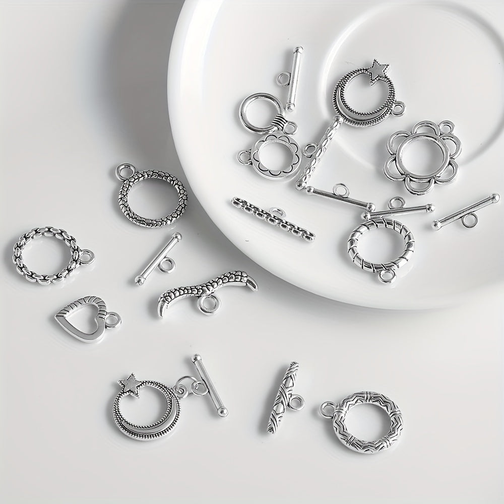 10sets OT Buckle Intgtd T Stick & Circle Toggle Clasps for DIY Jewelry