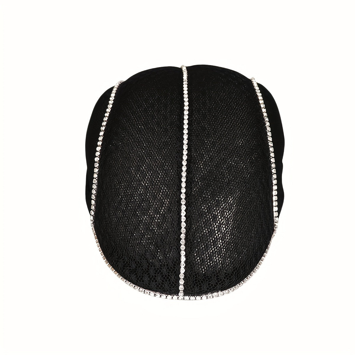 Rhinestone Decor Lace Beret Flat Hat Hollow Out Lightweight Cap For Women