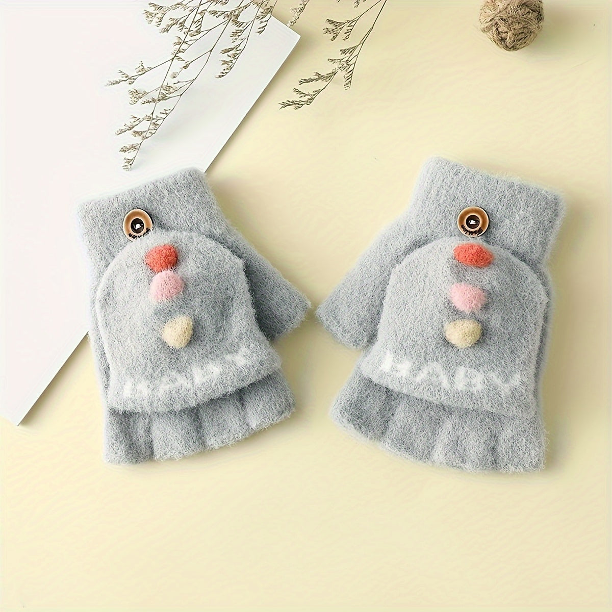 Children's Cartoon Winter Gloves Half Finger
