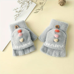 Children's Cartoon Winter Gloves Half Finger