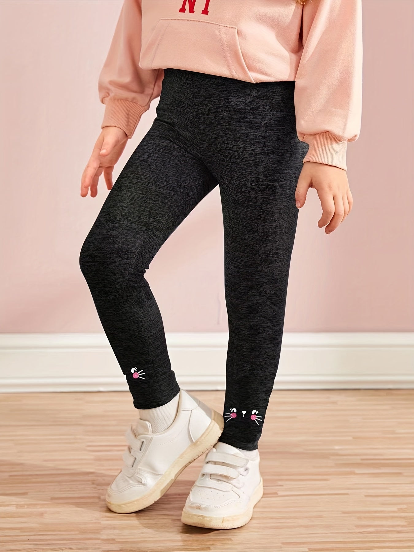 Toddler Girls Cat Graphic Leggings Casual Skinny Pants