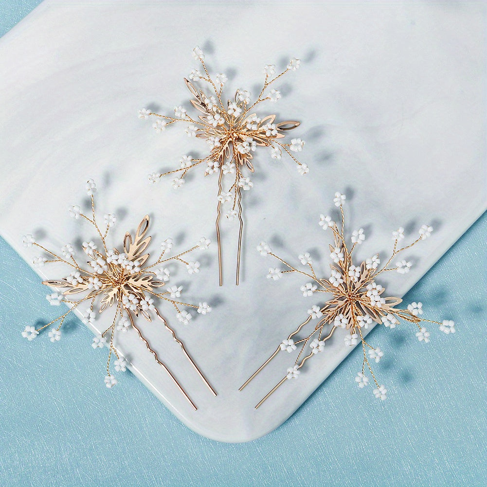 Snowflake Charm Hair Pin Vintage Bridal Wedding Accessory