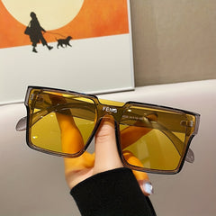 Oversized Square Sunglasses Flat Top One piece Punk Casual Eyewear UV400