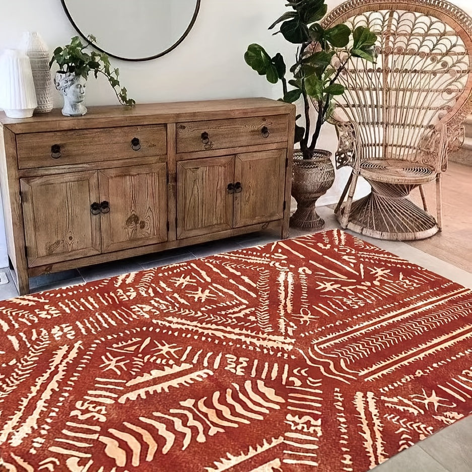 Red Nordic Style Carpet with Tassel for Living Room and Bedroom Decor
