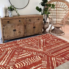 Red Nordic Style Carpet with Tassel for Living Room and Bedroom Decor