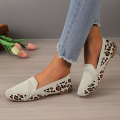 Leopard Print Square Toe Slip-On Loafers