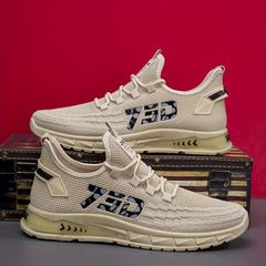 Men's Breathable Woven Sneakers Casual Outdoor Lace-up Shoes