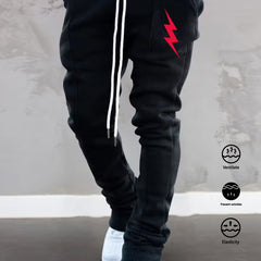 Lightning Pattern Joggers Men's Casual Loose Fit Drawstring Pants