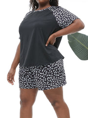 Graphic Print Top & Shorts Pajama Set