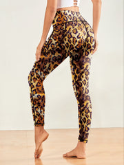 Leopard Print Yoga Pants High Elastic Leggings With Pocket