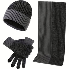 Jacquard Touch Screen Gloves Beanie Hat Scarf Set