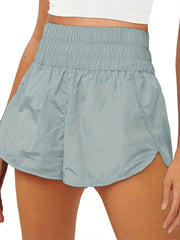 Elastic Waist Sports Shorts Summer Solid Casual Shorts Women's Clothing