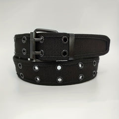 Men's Beige Hemmed Belt Casual Sports Metal Hole