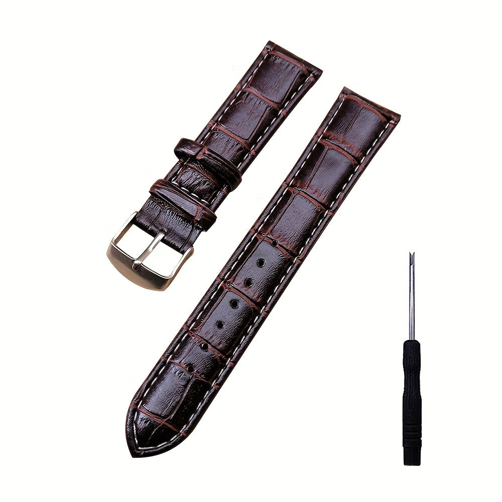 Men's Business Leather Watch Strap Brown