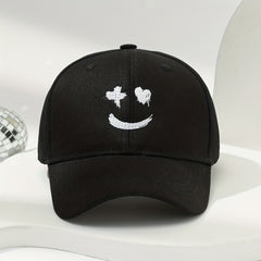 Smiling Face Embroidery Baseball Cap Unisex Hip Hop Sun Hat Adjustable