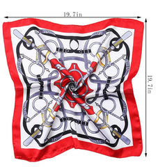 Vintage Print Satin Square Scarf Neck Hand Bandana Headwrap Silk Feel