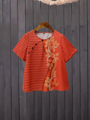 Casual Outfits Women's Floral & Stripe Print Tee & Harem Pants Set