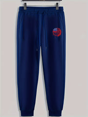 Red Lines Dots Print Men's Pants Drawstring Sweatpants