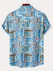 Geometric Print Men s Short Sleeve Hawaiian Shirt For Vacation