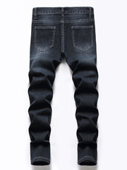 Boys Ripped Distressed Stretch Jeans Skinny Slim Fit Washed Denim Pants