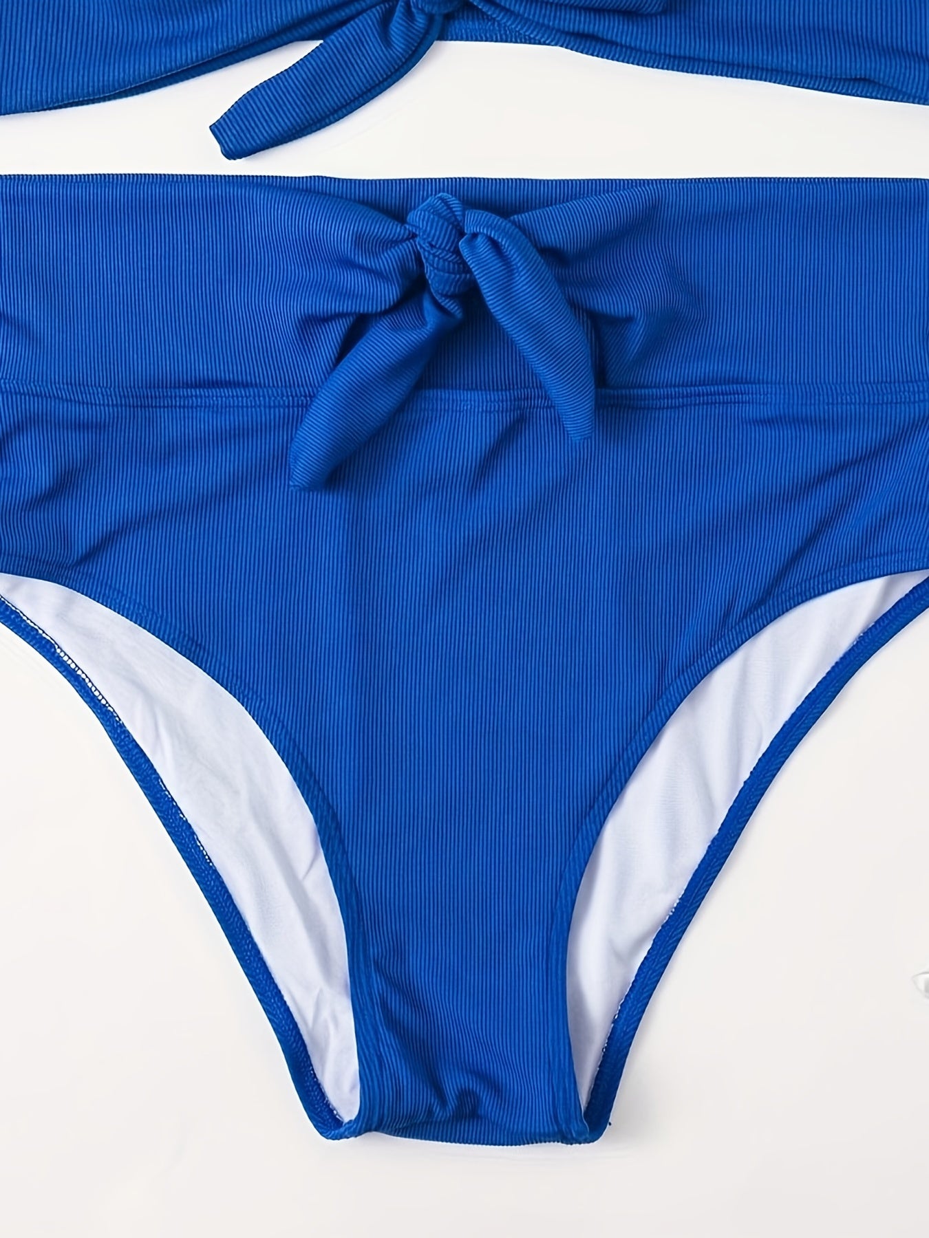 Ribbed Bow Knot Cut Out Bikini Set