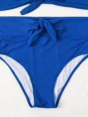 Ribbed Bow Knot Cut Out Bikini Set
