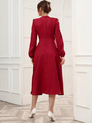 Surplice Neck Lantern Sleeve Party Dress