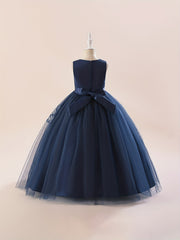 Girls Plant Embroidered Floor Length Formal Dress
