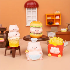 Pig Burger Restaurant Toy Ornament Desktop Decoration Doll Christmas