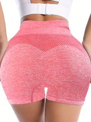 High Rise Seamless Fitness Shorts Solid Stretchy Biker Shorts