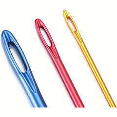 3pcs Afghan Tunisian Aluminum Crochet Hooks Knitting Needle With Eye