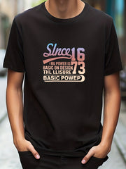 Retro Letter Print Men's Graphic T-Shirt for Summer