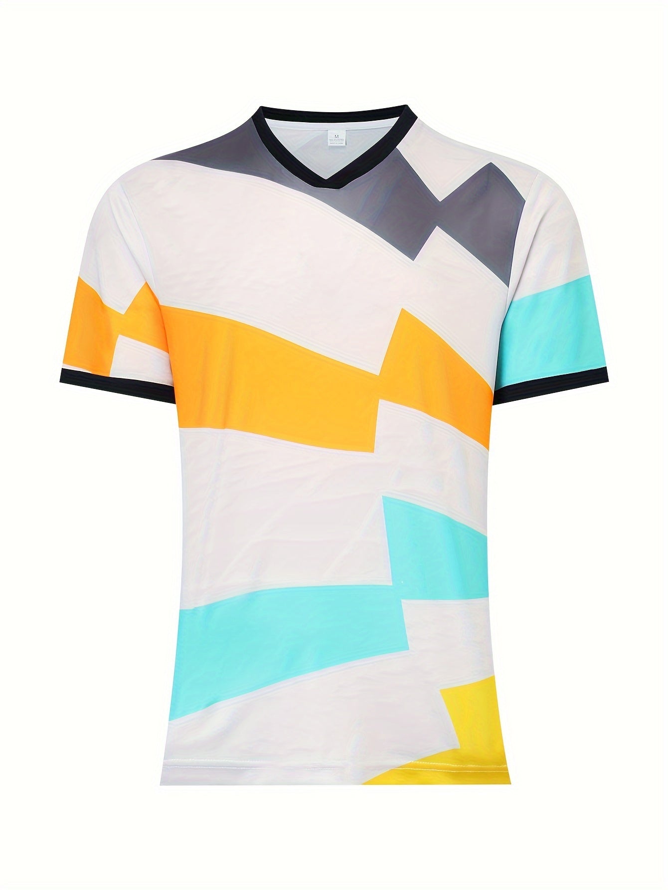 Men's Geometry Print Football Jersey Short Sleeve Soccer Club Uniform