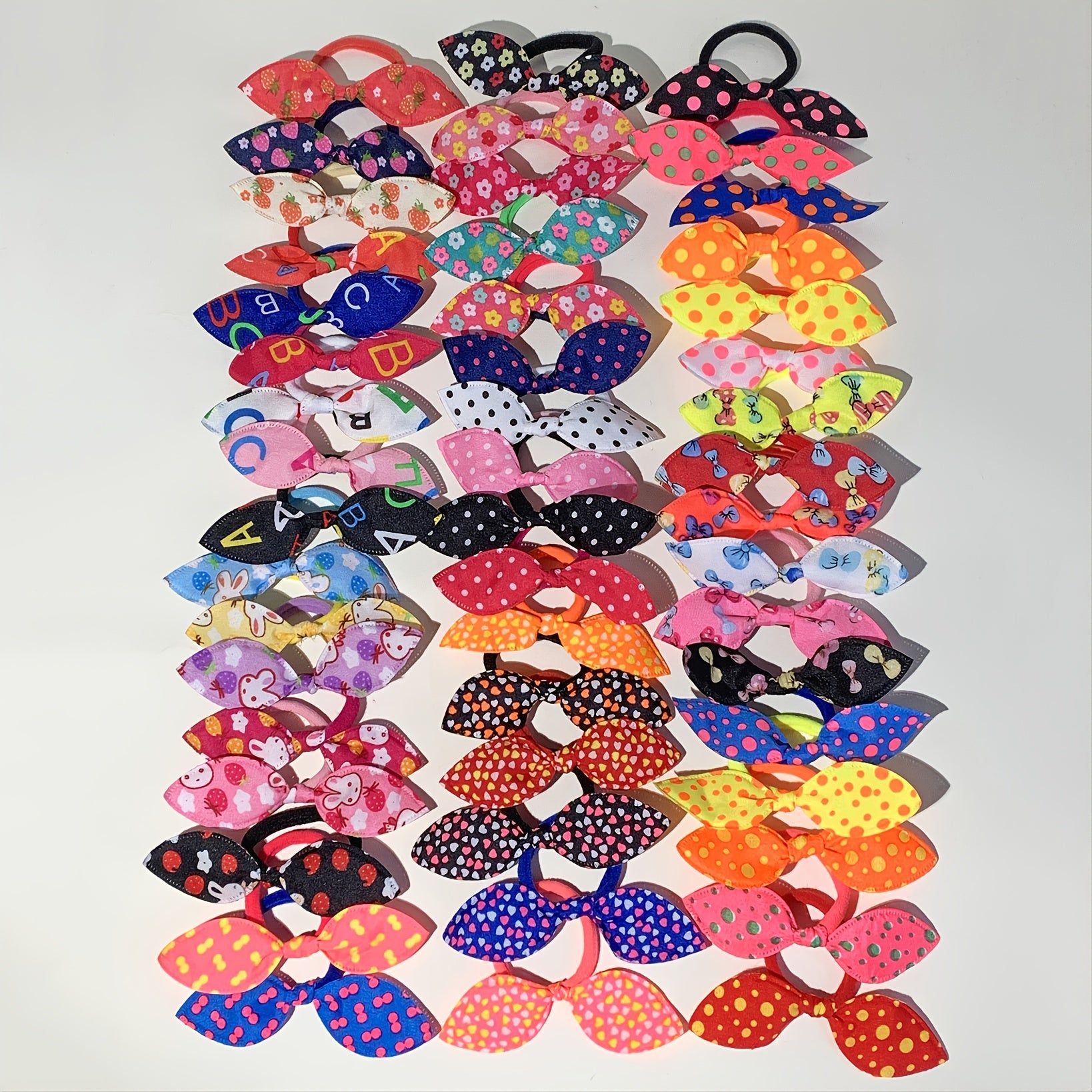 50pcs Kids Rubber Band Hair Bows Colorful Hair Rope